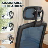 Ergonomic Office Chair with Footrest – High Back Executive Mesh Desk Chair for Corporate & Home, 135° Recline Task Computer Chair with Flip-Up Arms, Wide Seat, Class-4 Cylinder, 300 LBS - GY01BL-FT