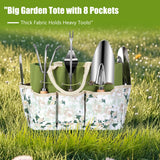 10-Piece Heavy Duty Garden Tool Set for Women, Rust-Proof Gardening Hand Tools with Durable Garden Tools Organizer Handbag
