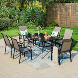 MFSTUDIO 7 Piece Outdoor Dining Set, Metal Table w/Textilene Chairs