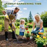 8 Piece Stainless Steel Gardening Tool Set - 17 Tine Heavy Duty Rake, 5 Piece Hand Tool Kit, Pruning Shears, and Gloves