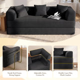 Living&Giving 89" Cloud Boneless Convertible Sofa Bed, 5-in-1 Foldable Compressed High-Density Sponge Sofa, Corduroy Fabric 3 Seater Sleeper Couch Futon Daybed for Living Room Bedroom (Black)