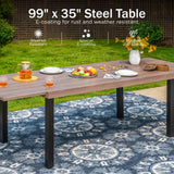 PHI VILLA Patio Expandable Metal Dining Table for 6-8, Brown