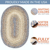 Super Area Rugs Braided Rugs 5X8 Farmhouse Kitchen Rug - Ridgewood Braided Rug for Living Room - Reversible - Indoor/Outdoor - Made in USA - Blue/Beige, 5' X 8' Oval