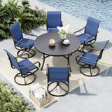 MFSTUDIO 7 Pcs Patio Table and Chairs Set, 54'' Round Metal Table
