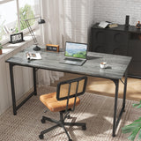 Huuger Modern Simple Office Desk, 55 Inch, Gaming & Work Desk with Storage, Large Legroom, Metal Frame, Grey