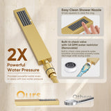HomGoo Gold Shower System with Tub Spout, All Metal Tub Shower Faucet Set with 10“ Rain Shower Head and Handheld Spray combo, Wall Mounted Tub Shower System with valve and Trim kit,Brushed Gold