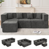 MONVANE 103'' Modular Sectional Sofa, Comfy Chenille Cloud Couch with Ottoman, Modern Convertible L Shaped Couch with Deep Seat, Sectional Couches for Living Room, Bedroom and Apartment, Grey