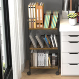 Rolling Book Cart with Removable Dividers, 3-Tier File Cart with Wheels, Utility Storage Rack for Office, Home, Classroom