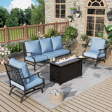 MIXPATIO 4-Piece Metal Patio Conversation Set, Fire Pit Table, 50,000 BTU