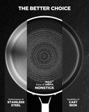 Pots and Pans Set Hybrid Stainless Steel, 10PC Nonstick Tri-Ply Cookware Set w/Frying pan, Dishwasher & Oven Safe, PFOA-Free, Metal Utensil Safe, Suitable for All Cooktops