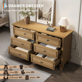 GAOMON Dresser for Bedroom, 6 Drawer Wide Dresser Storage Organizer, Modern Wooden Chest of Drawers with Metal Handles for Hallway, Entryway, Home Office, Brown