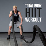 REP Battle Ropes - PolyDacron Battle Rope for Strength and Conditioning Workouts – 1.5" and 2" Diameter, 30ft, 40ft, 50ft Lengths with Optional Cover Sleeve (Black, 1.5 inch x 50 ft)