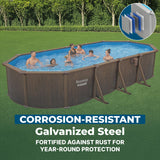 Bestway Hydrium 24' x 12' x 52" Above Ground Pool, Oval Steel Side Wall Frame Outdoor Swimming Pool Set with Sand Filter Pump, Ladder & Accessories