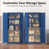 Polup 71" Blue Metal Kitchen Pantry Storage Cabinet with Doors and Shelves