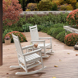 HDPE Rocking Chair Outdoor Set of 4 with 2 Side Table, High Back Rocker