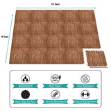 Sorbus 80 Sq. Ft. Wood Grain Floor Tiles Foam Mat EVA Interlocking Mats Tile 3/8-Inch Thick Flooring Wood Puzzle Exercise Mats w/Borders - Home Playroom Basement, Apartment, Trade Show, Baby, Dance