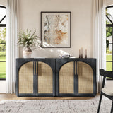 MorganBrig Buffet Cabinet with Rattan Doors, 94.5'' W Arched Sideboard