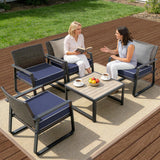 inch Outdoor Chair Cushions Set of 4,Navy Blue Patio Chair Cushion with Handle and Ties,Water-Resistant