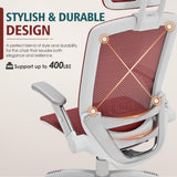 GABRYLLY Ergonomic Office Chair, High Back Home Desk Chair with 2D Flip-Up Arms, 3D Headrest, 90-120° Tilt and Wide Cushion, Big and Tall Mesh Chairs for Man Woman, Computer Task Chair Red