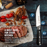 Steak Knives Set of 6, Serrated Steak Knives – Forged High Carbon German Steel, Full Tang, Ergonomic Handle Design – Artisan Series