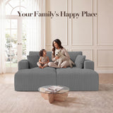 Modular Sectional Sofa Bed with Ottoman, 79" Boneless Cloud Couch, Gray