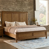 LUXOAK Solid Wood Queen Bed Frame, Traditional Wooden Platform Bed