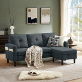 Pingliang 80-Inch Convertible Sectional Sofa with Ottoman, Dark Gray