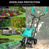 IncwBo 13.5 Amp 12 Inch Electric Tiller/Cultivator with 4 Steel Tines, 8'' Tilling Depth Small Garden Tiller for Gardening, Corded Rototiller with Adjustable Wheels