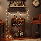 mall Liquor Bottle Holder with 8-Bottle Wine Rack Mini Wine Bar Cabinet Corner Whiskey Display Shelf Bosimeca