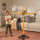 Cat Construction Workforce Jumbo Tower Crane Set, 50-Inch RC Crane Toy with 360-Degree Rotation, Hook and Wrecking Ball, Light, Skid Steer and 4" Figure, USB Rechargeable, Ages 5+