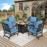 MIXPATIO 5-Piece Metal Patio Conversation Set, 28-Inch Fire Pit Table