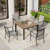 SUNSHINE VALLEY Patio Dining Set for 4, 42" Square Table, Textilene Chairs