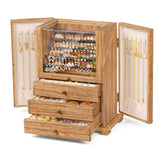 Srillollar Jewelry Box Organizer, Rustic Wooden Jewelry Boxes for Women Girls, Large Storage Earring Holder Organizer Display for Earrings Necklaces Rings Bracelets, Jewelry Case as Gifts for Her