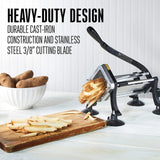Weston Professional French Fry Cutter for Potatoes and Vegetable Dicer, 3/8” Stainless Steel Cutting Blade, Suction Cup and Wall-Mount Feet, Restaurant-Quality, Black (36-3550-W)