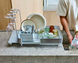 Joseph Joseph Extend Steel Plus Extendable Dish Rack Steel, Small to Large Dish Drainer with Wine Glass Holder & Drain Spout