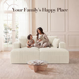 Modular Sectional Sofa Bed with Ottoman, 79" Boneless Cloud Couch, Beige