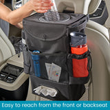 Large Car Trash Can for Back Seat - Car Garbage Bag With Tissue Holder and Bottle Pockets