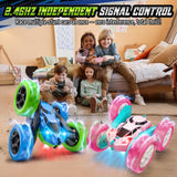 Hamdol Upgraded RC Car for Kids, 360° Rotating Double Sided Stunt Vehicle with Headlights, 2.4GHz 4WD Remote Control Car, USB-C Rechargeable Electric Toy, Birthday for Boys & Girls