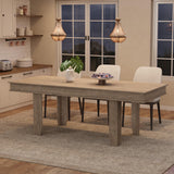 GarveeHome 63 in-86.6 in Extendable Dining Room Table for 6-10, Farmhouse Kitchen Tables w/Wooden Sturdy Frame, Large Rectangular Dinner Table for Dining Room, Kitchen