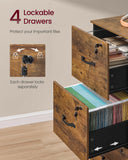 VASAGLE 4 Drawer File Cabinet with Locks, for A4, Letter Sized Documents