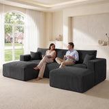 115" Modular Sectional Sofa, U Shaped Cloud Boneless Couch Black