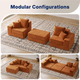 Cloud Modular Sectional Sofa, Comfy Boneless Couch for Living Room, Modern L-Shaped Couch with Reversible Chaise, Customizable Sleeper Sofa with Non Slip, No Assembly & Deep Seat, Orange