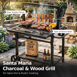 MFSTUDIO Santa Maria Charcoal Wood Grill w/Adjustable Height Grates, Black