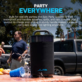 JLab, Epic Party, Portable Bluetooth Speaker, 360-Degree Sound, RGB LED Lighting, Black