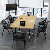 Flip Top Mobile Meeting Table with Wheels, Modular Stackable Training Tables, Convertible Rolling Seminar Table for Office Classroom
