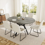 Round Dining Table Set for 6 People, 43.3"-59.1" Extendable Kitchen Table with 6 Upholstered Chairs