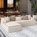 SUNSHINE VALLEY 104" 4-Seat Sectional Boneless Couch Living Room Beige