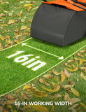 Aspiron 16” Artificial Turf Sweeper, 2000w Artificial Turf Vacuum Grass Sweeper 15 Amp Lawn Sweeper Yard Power Brush with 55L Removable Leaf Collection Bag, Quick-Fold, Keeps Clear Sweepy Box, Pumpkin