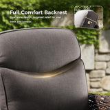 moosprr Luxury Patio Furniture Set with Fire Pit Table, Outdoor Furniture Set with High Back Swivel Chairs & 6-inch Thick Cushions, 8 PCS Fire Pit Patio Set for Yard, Deck, Poolside, Brown/Grey