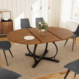 Extendable Round Dining Table Set for 6 People, 43.3"-59" Extendable Kitchen Table with 6 Upholstered Chairs